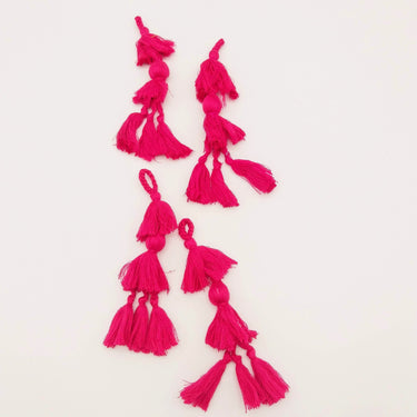 Dark Pink Tassels, Cotton Tassels, Bohemian